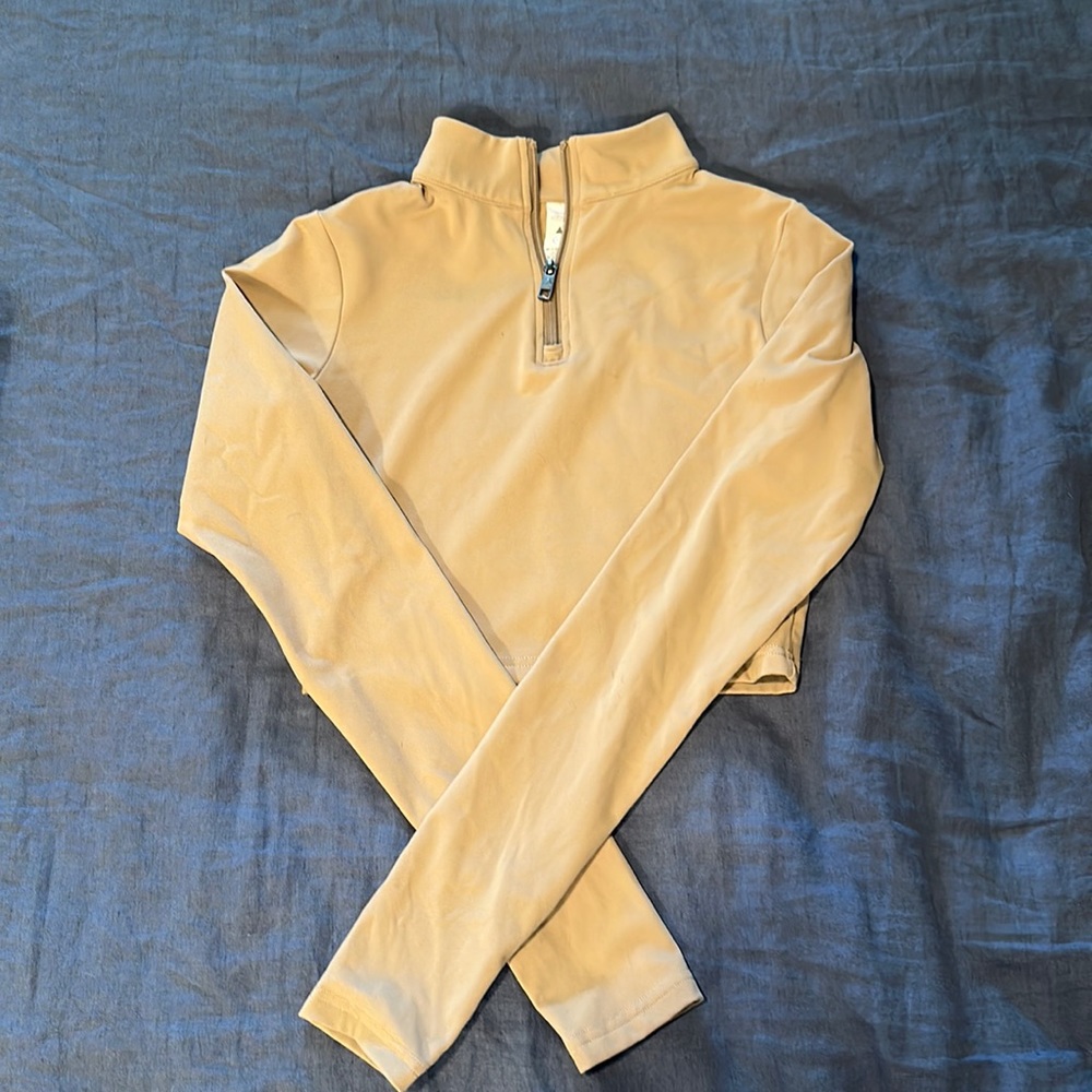 Tan cropped quarter zip
